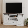Melidee Corner TV Stand for 65" TV - with Sliding Barn Door - Wood Entertainment Center - Media Console Cabinet - 58"x15.7"x31"H, White, New in Box $399