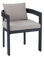 Christopher Knight Home Elko Outdoor and Indoor Aluminum Dining Chair/Lounge Chair with Teak Finish Frame and Dark Gray Cushions, New in Box $399