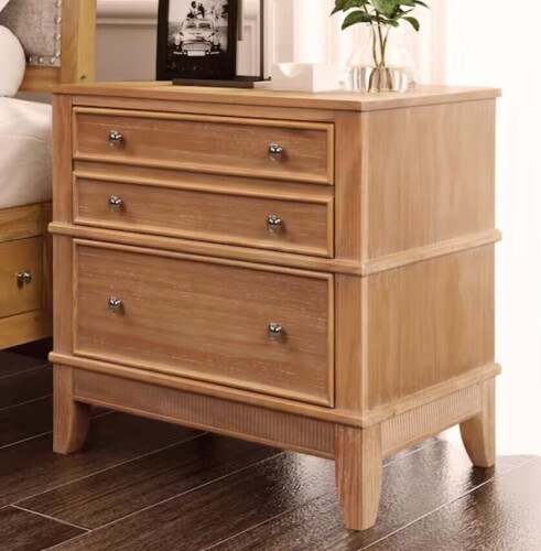 Qualler 3-Drawer Natural Nightstand (26 in. H x 27.3 in. W x 17.3 in. D) New In Box $399