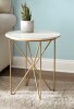 Home Decorators Collection Round Accent Table With Gold Finish Wire Base And Natural Marble Top New Shelf Pull $299