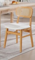 Bay Isle Home&trade; Upholstered Seat Solid Wood Dining Chair, Rattan Back Side Chair For Living Room/Dining Room $299