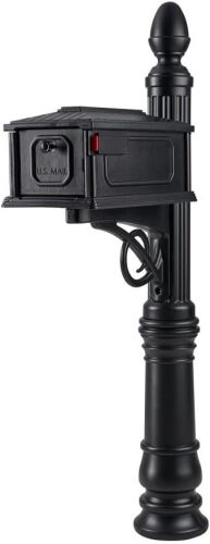Architectural Mailboxes Stratford Plastic Mailbox and Post Kit, SC000BAM, Black, Medium Capacity | Includes the matching post and all hardware. Durable plastic build with weather-resistant outdoor construction. USPS approved New In Box $199
