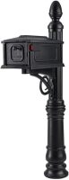 Architectural Mailboxes Stratford Plastic Mailbox and Post Kit, SC000BAM, Black, Medium Capacity | Includes the matching post and all hardware. Durable plastic build with weather-resistant outdoor construction. USPS approved New In Box $199