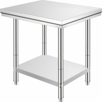 VEVOR Stainless Steel 24'' W x 31.5'' H Adjustable Work Table $299