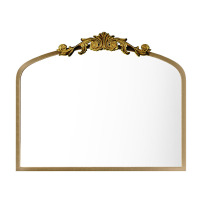 Fleur De Lis Living Arch Mirror Vintage Wall Mirror Decor With Alumium Alloy Frame, Traditional Baroque Bathroom Mirror For Wall, Tempered Glass, Hangs Vertical Or Leans, 36" x 48" New In Box $299