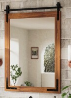 Gracie Oaks Brunilda Rustic Farmhouse Solid Wood Frame Accent Mirror Decorative Mirror, 20" x 30" New In Box $299