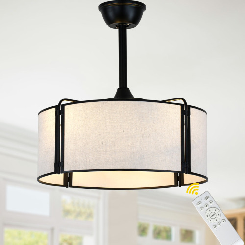 Ebern Designs 19" 7 - Blade Drum Ceiling Fan With Light Modern Bedroom Ceiling Fans 6 Speed Caged Ceiling Fan New In Box $299