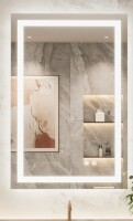 Ivy Bronx Cardier Front and Backlit Wall Mount Bathroom LED Vanity Mirror with 3-Color Adjustment, Shatterproof, Tempered Glass New In Box $299