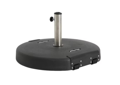 Noble House Mota 120.37 lbs. Resin Plus Concrete and Metal Outdoor Patio Umbrella Base in Black New Shelf Pull $299
