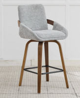 George Oliver 26" Swivel Upholstered Counter Stool with Walnut-Finish Bentwood Accent New In Box $399