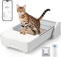 Meowant Automatic Litter Box, Self Cleaning Cat Litter Box with App Control, Open Top Cat Box for Multi Cats, Dual Rake, Works with Clumping Litter, Anti Pinch Safety Feature, Odor Control New In Box $299