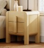 Ebern Designs Adora Modern Wood Nightstand With 2 Drawers, Curved Mid-Century End Table With Built-In Charging Station For Bedroom, Living Room, Entryway New in Box $399