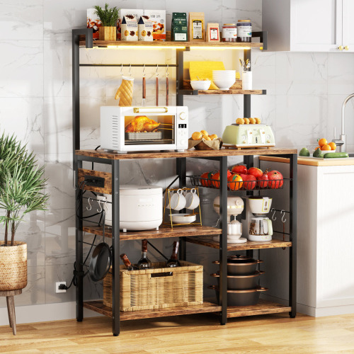 Wrought Studio&trade; 32&rsquo;&rsquo; Kitchen Bakers Rack With Power Outlet And LED Light Strings New Open Box $299