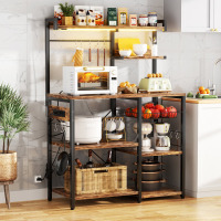 Wrought Studio&trade; 32&rsquo;&rsquo; Kitchen Bakers Rack With Power Outlet And LED Light Strings New Open Box $299