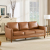 Ebern Designs Barton 80.31'' Chestnut Performance Faux Leather Square Arm Sofa, New in Box $799