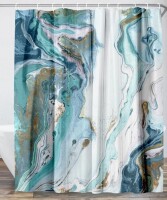 Design Art Abstract Geode Gold And Blue Marble II - Abstract Marble Marble Shower Curtain New In Box