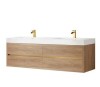 Roswell Palencia 72 in. W x 20 in. D x 23.6 in. H Double Bath Vanity in North American Oak with White Composite Integral Top New in Box $2699