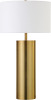 Henn&Hart 29.5" Mid-Century Modern 1-Light Table Lamp with White Fabric Drum Shade for Living Room, Bedroom, or Office, Brass New in Box $199