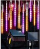 OGETFUUR Orange and Purple LED Halloween Light Bulb (20-Pack), 480 LED Meteor Shower Icicle Raindrop Lights with Timer Function / OGETFUUR 6W 24 Voltage Color Changing LED Halloween Projector Spotlight with Remote (4-Pack), 4-Dynamic Color Changing Modes 
