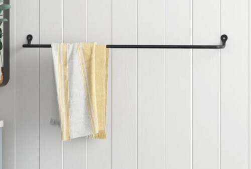 Sand & Stable&trade; Calliope 32'' 1 Wall Towel Bar / Moen Double Curved Shower Rod in Brushed Nickel New Shelf Pull Assorted $199