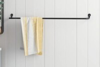 Sand & Stable&trade; Calliope 32'' 1 Wall Towel Bar / Moen Double Curved Shower Rod in Brushed Nickel New Shelf Pull Assorted $199