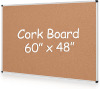 Board2by Extra Large Cork Bulletin Board 60" x 48", Silver Aluminum Frame, 5'x4' Cork Board for Wall Mounting, Wall Mounted Notice Board New Shelf Pull $299