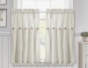 Lush Decor Linen Button Cotton Blend Tailored Cafe Curtain (Set of 2), 36" x 29" New $79