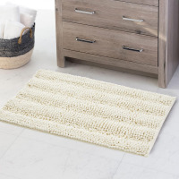KGORGE Washable Bath Mat Cream Rug for Bathroom - Chenille Anti-Skidding Water Absorbent Machine Quick Dry, Cream, 24" x 60" / H.VERSAILTEX Ultra Soft Texture Chenille Plush Bath Rug Floor Mat, Hand Tufted Bath Rug Non Slip Microfiber Door Mat, 24 x 30" i