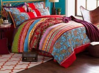 Nayoroom Bohemian Twill Geometric Shapes King Size 3-Piece Duvet Cover Set New $199