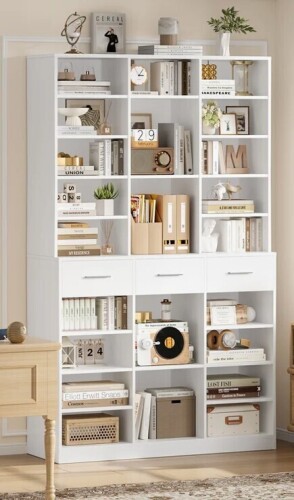 Ebern Designs 75"H Wood Storage Bookcase with Adjustable Shelves New Open Box $599