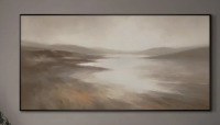 SIGNLEADER 60" x 48" Wall Art Fabric Print - Misty Coastal Landscape with Soft Reflections Artwork Decor for Living Room or Bedroom - "Frame Assembly Required (Unfinished Frame)" New In Box $299