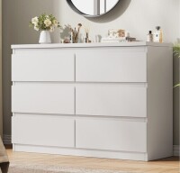 Jocoevol Modern 6 Drawer Dresser White Dresser for Bedroom, Simply Chest of Drawers, Wood Storage Dresser with Deep Drawers for Living Room Hallway Entryway, White New Open Box $299