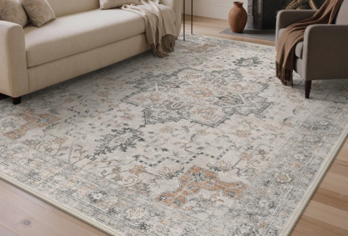 Bungalow Rose Roehit Oriental Performance Machine Washable Area Rug, 9' x 12' New $399