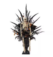 Glitzhome 22 in. H Halloween Black Rose, Skeleton and Berry Urn Table Tree New In Box $89