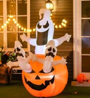 Outsunny 6 ft. LED Jack-O-Lantern with Ghosts Halloween Inflatable New In Box $99