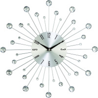 Deco 79 Metal Starburst Decorative Wall Clock With Crystal Accents for Home and Room, 15" x 2" x 15", Silver New In Box $89