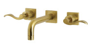 Kingston Tulare KS6127DFL - NuWave Double-Handle 3-Hole Wall Mount Bathroom Faucet, Brushed Brass New In Box $599