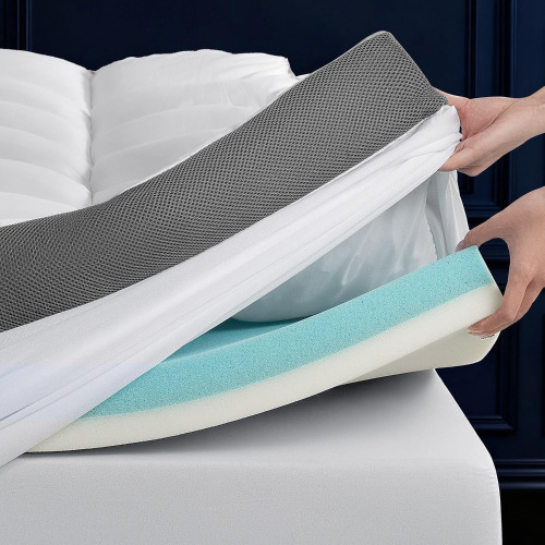 LIANLAM 5 Inch Dual Layer Memory Foam Mattress Topper - 2.5 Inch 1500GSM Fluffy Soft Pillow Top Mattress Cover and 2.5 Inch Cooling Gel Memory Foam for Back Pain Relief (King, 78"x80") New In Box $299