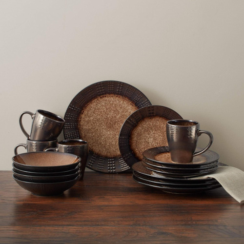 Mikasa Gourmet Basics Verona 16-Piece Stoneware Dinnerware Set, Service for 4, Includes Dinner Plates, Salad Plates, Soup Bowls and Mugs, Dishwasher and Microwave Safe New in Box $299