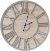 Madison Park Mason Farmhouse Wall Clock 23.6 Inch for Living Room, Wood/Metal D&eacute;cor Office Decoration, Quartz Battery Operated Easy to Read Roman Numeral, 23.6" Diameter, Natural/Grey New in Box $199
