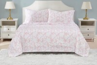 Truly Soft Printed Bow White/Pink 4 Piece Full Sheet Set New $79