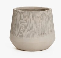 Latitude Run&reg; Round Tapered Planter, Two-Tone Wood Pattern Indoor Outdoor MgO Planter with Drainage Hole New In Box $199
