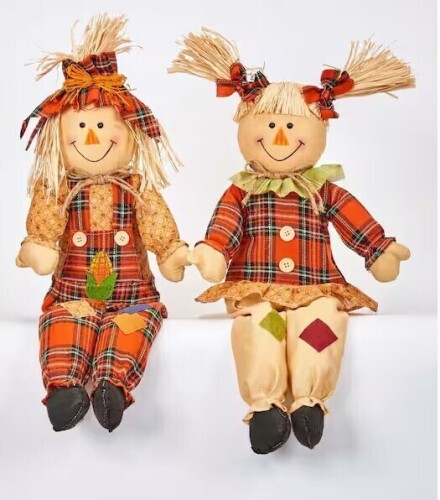 Worth Imports 24 in. Sitting Scarecrow (Set of 2) New In Box $79