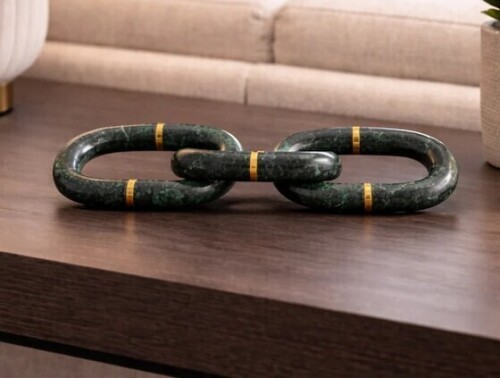 Sagebrook Home Modern Marble Chain Link Decorative Object - 14.0" - Green New In Box $199