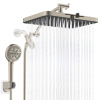 Hibbent cUPC Certified High Pressure 13-inch Rainfall Shower Head/ Handheld Shower Combo with 10-setting Handheld Sprayer, 12-inch Curved adjustable curved extension arm, 71-inch Stainless Steel Shower Hose, Brushed Nickel 12203540160F22 New Shelf Pull $1