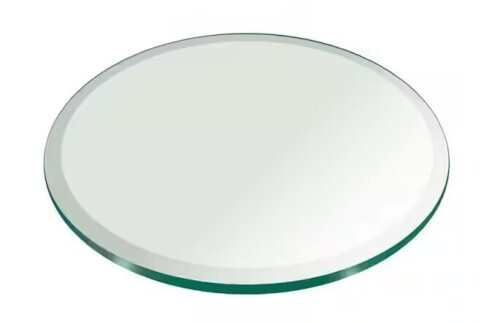 FAB GLASS AND MIRROR 12 in. Clear Round Glass Table Top, 1/2 in. Thickness Tempered Beveled Edge Polished New In Box $99