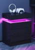 Wrought Studio&trade; Night Stand With Charging Station, Modern Black Nightstand With Led Light And 3 Drawers, Bedside Tables/end Table For Bedroom New In Box $299