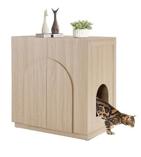 beeNbkks Tall Cat Litter Box Enclosure Furniture Style Hidden Cat House Washroom For Tall Or Top Entry Litter Box, Modern Pet House Cabinet New Shelf Pull $199