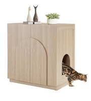 beeNbkks Tall Cat Litter Box Enclosure Furniture Style Hidden Cat House Washroom For Tall Or Top Entry Litter Box, Modern Pet House Cabinet New Shelf Pull $199