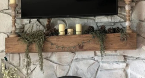 Millwood Pines 60" Midwood Hand Carved Rustic XL Fireplace Mantel Shelf New In Box $399